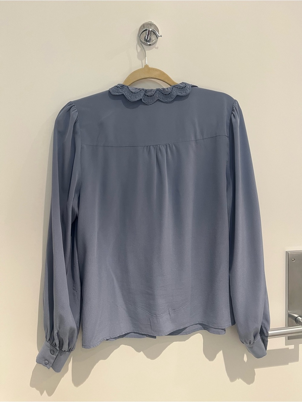 Sezane Chlo Silk Blouse in Vintage Blue - Picture 4 of 6